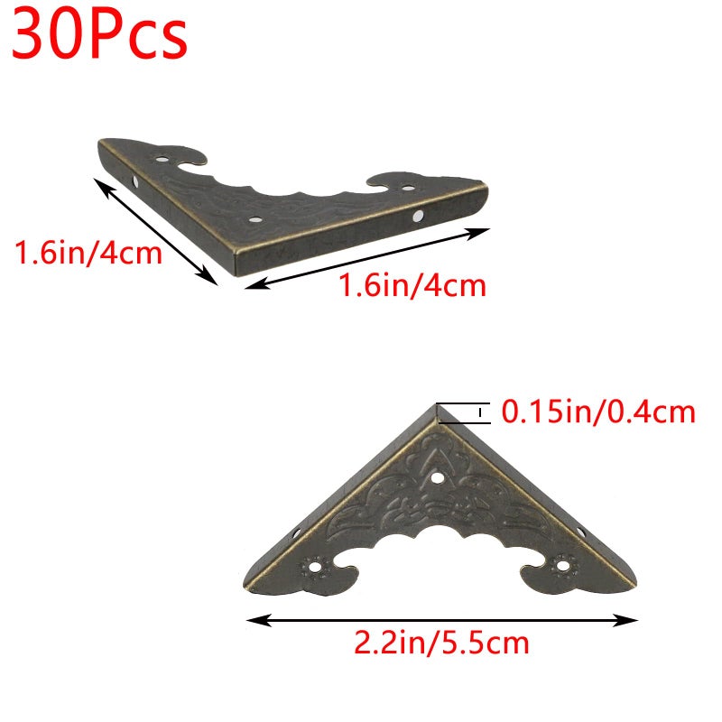 Geesatis Corner Hardware 2.2" X 1.6" Iron Decorative Corner Protector Corner Bracket Protector for Box Table Desk, with Mounting Screws, Bronze, 30 Pack - Image 2